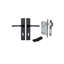 IVER Annecy Door Lever Handle On Chamfered Backplate | Entrance Kit (Key/Thumb) | 9 Finishes - Matt Black