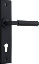 IVER Brunswick Door Lever Handle On Chamfered Backplate | Entrance Lever Set Only | 6 Finishes - Matt Black