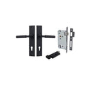 IVER Brunswick Door Lever Handle On Chamfered Backplate | Entrance Kit (Key/Thumb) | 6 Finishes - Matt Black