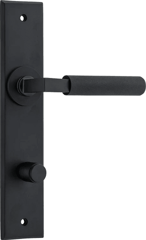 IVER Brunswick Door Lever Handle On Chamfered Backplate | Privacy Lever Set Only | 6 Finishes - Matt Black
