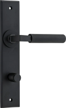 IVER Brunswick Door Lever Handle On Chamfered Backplate | Privacy Lever Set Only | 6 Finishes - Matt Black