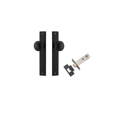 IVER Paddington Door Knob On Rectangular Backplate | Passage Kit | 9 Finishes - Matt Black
