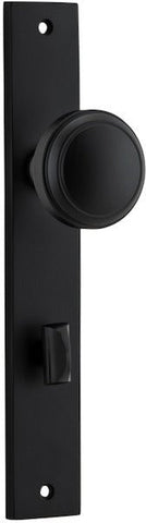 IVER Paddington Door Knob On Rectangular Backplate | Privacy Lever Set Only | 9 Finishes - Matt Black