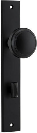 IVER Paddington Door Knob On Rectangular Backplate | Privacy Lever Set Only | 9 Finishes - Matt Black