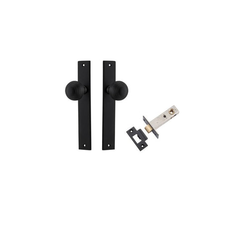 IVER Guildford Door Knob On Rectangular Backplate | Passage Kit | 9 Finishes - Matt Black