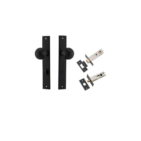 IVER Guildford Door Knob On Rectangular Backplate | Separate Privacy Kit | 9 Finishes - Matt Black
