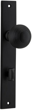 IVER Guildford Door Knob On Rectangular Backplate | Privacy Lever Set Only | 9 Finishes - Matt Black