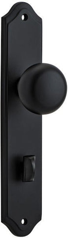 IVER Cambridge Door Knob On Shouldered Backplate | Privacy Lever Set Only | 9 Finishes - Matt Black