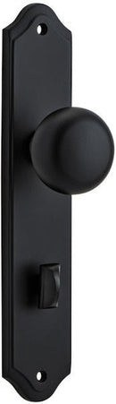 IVER Cambridge Door Knob On Shouldered Backplate | Privacy Lever Set Only | 9 Finishes - Matt Black