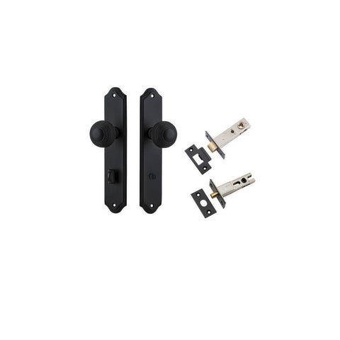 IVER Guildford Door Knob On Shouldered Backplate | Separate Privacy Kit | 8 Finishes - Matt Black