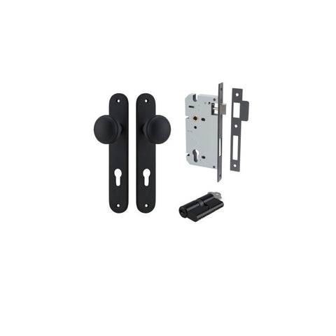 IVER Paddington Door Knob On Oval Backplate | Entrance Kit (Key/Key) | 9 Finishes - Matt Black