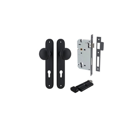 IVER Paddington Door Knob On Oval Backplate | Entrance Kit (Key/Thumb) | 9 Finishes - Matt Black