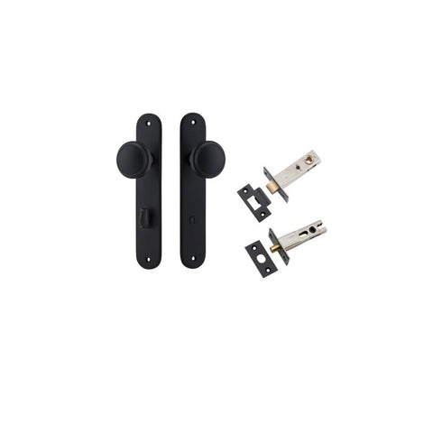 IVER Paddington Door Knob On Oval Backplate | Separate Privacy Kit | 9 Finishes - Matt Black