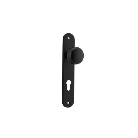 IVER Cambridge Door Knob On Oval Backplate | Entrance Lever Set Only | 9 Finishes - Matt Black