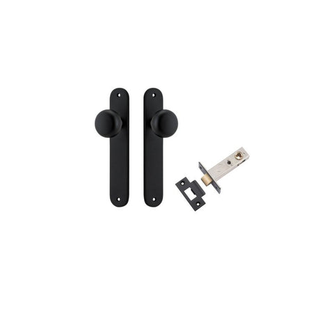 IVER Cambridge Door Knob On Oval Backplate | Passage Kit | 9 Finishes - Matt Black