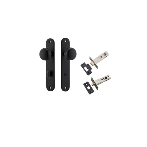IVER Cambridge Door Knob On Oval Backplate | Separate Privacy Kit | 9 Finishes - Matt Black