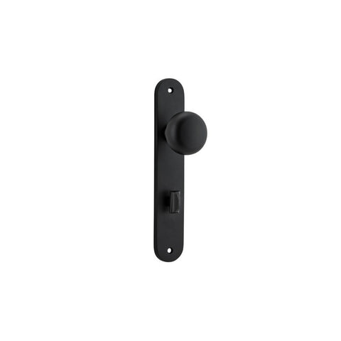 IVER Cambridge Door Knob On Oval Backplate | Privacy Lever Set Only | 9 Finishes - Matt Black