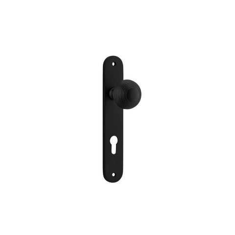 IVER Guildford Door Knob On Oval Backplate | Entrance Lever Set Only | 9 Finishes - Matt Black