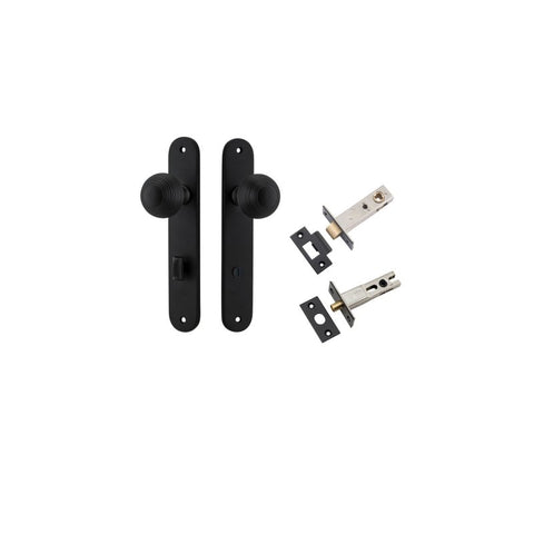 IVER Guildford Door Knob On Oval Backplate | Separate Privacy Kit | 9 Finishes - Matt Black