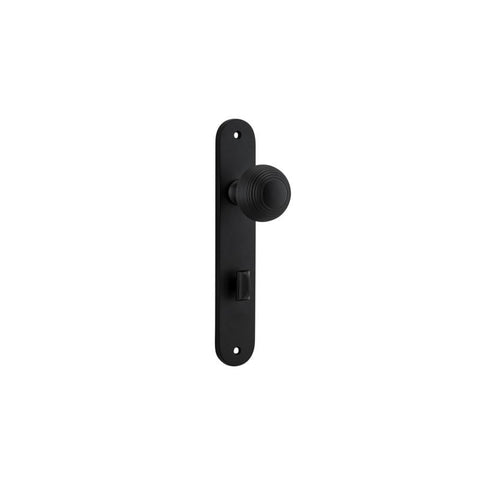IVER Guildford Door Knob On Oval Backplate | Privacy Lever Set Only | 9 Finishes - Matt Black