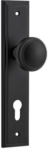 IVER Paddington Door Knob On Stepped Backplate | Entrance Lever Set Only | 9 Finishes - Matt Black