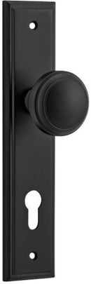 IVER Paddington Door Knob On Stepped Backplate | Entrance Lever Set Only | 9 Finishes - Matt Black