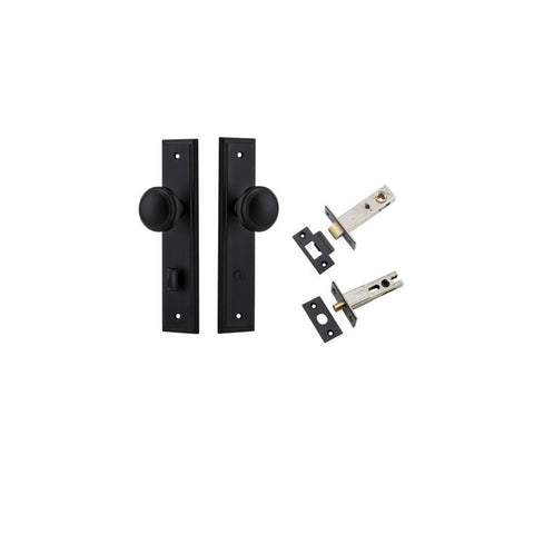 IVER Paddington Door Knob On Stepped Backplate | Separate Privacy Kit | 9 Finishes - Matt Black