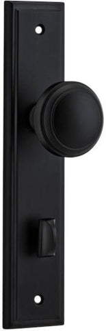 IVER Paddington Door Knob On Stepped Backplate | Privacy Lever Set Only | 9 Finishes - Matt Black