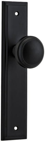IVER Paddington Door Knob On Stepped Backplate | Passage Lever Set Only | 9 Finishes - Matt Black