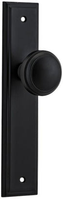 IVER Paddington Door Knob On Stepped Backplate | Passage Lever Set Only | 9 Finishes - Matt Black