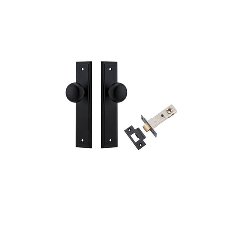 IVER Cambridge Door Knob On Stepped Backplate | Passage Kit | 9 Finishes - Matt Black