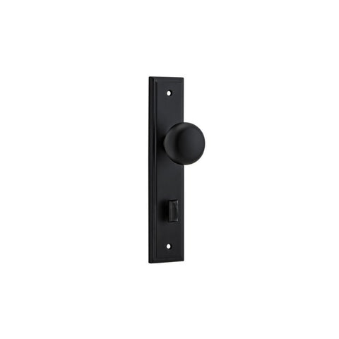 IVER Cambridge Door Knob On Stepped Backplate | Privacy Lever Set Only | 9 Finishes - Matt Black