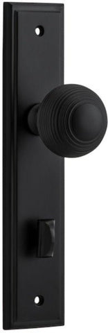 IVER Guildford Door Knob On Stepped Backplate | Privacy Lever Set Only | 9 Finishes - Matt Black