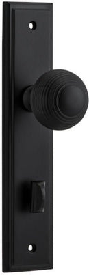 IVER Guildford Door Knob On Stepped Backplate | Privacy Lever Set Only | 9 Finishes - Matt Black