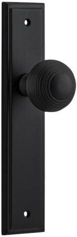 IVER Guildford Door Knob On Stepped Backplate | Passage Lever Set Only | 9 Finishes - Matt Black