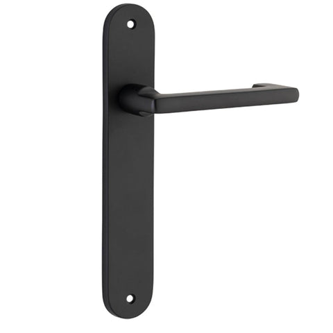 Iver Baltimore Return Solid Brass Door Lever on Oval Backplate | Passage Lever Set Only | 7 Finishes - Matt Black