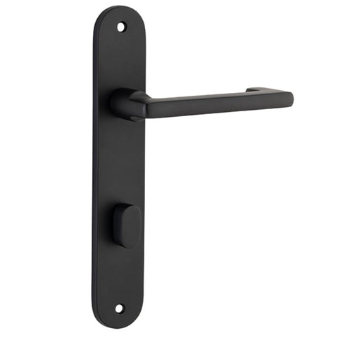 Iver Baltimore Return Solid Brass Door Lever on Oval Backplate | Privacy Lever Set Only | 7 Finishes - Matt Black