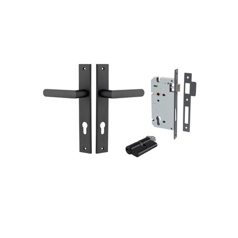 Iver Osaka Door Lever on Rectangular Backplate — Entrance Set (Key/Key) | Entrance Kit (Key/Key) | 6 Finishes - Matt Black