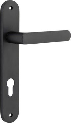 IVER Osaka Door Lever Handle On Oval Backplate | Entrance Lever Set Only | 6 Finishes - Matt Black