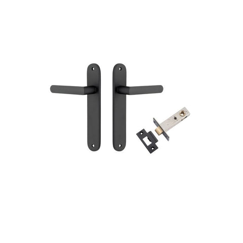 IVER Osaka Door Lever Handle On Oval Backplate | Passage Kit | 6 Finishes - Matt Black