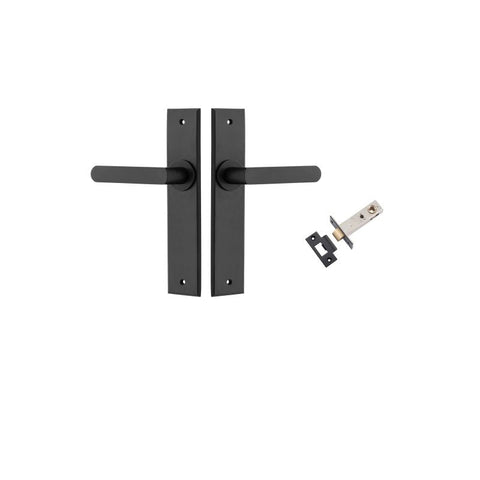 Iver Osaka Door Lever on Rectangular Backplate — Passage Set | Passage Set Includes Latch | 6 Finishes - Matt Black