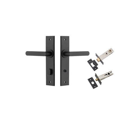 Iver Osaka Door Lever on Rectangular Backplate — Privacy Set (Separate) | Separate Privacy Kit | 6 Finishes - Matt Black