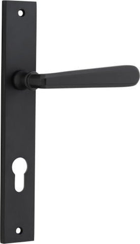 IVER Copenhagen Door Lever Handle On Rectangular Backplate | Entrance Lever Set Only | 7 Finishes - Matt Black