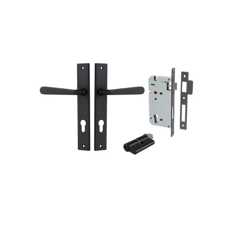IVER Copenhagen Door Lever Handle On Rectangular Backplate | Entrance Kit (Key/Key) | 7 Finishes - Matt Black