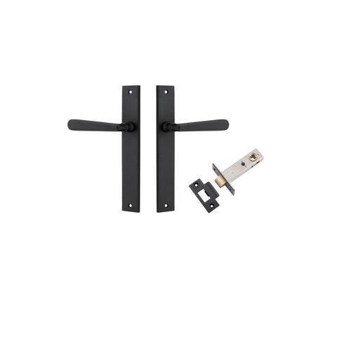 IVER Copenhagen Door Lever Handle On Rectangular Backplate | Passage Kit | 7 Finishes - Matt Black