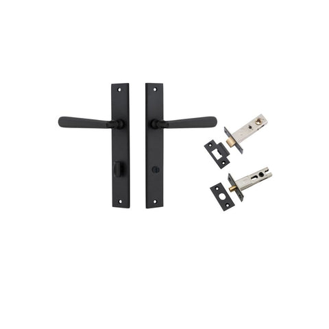 IVER Copenhagen Door Lever Handle On Rectangular Backplate | Separate Privacy Kit | 7 Finishes - Matt Black