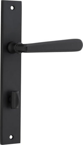 IVER Copenhagen Door Lever Handle On Rectangular Backplate | Privacy Lever Set Only | 7 Finishes - Matt Black