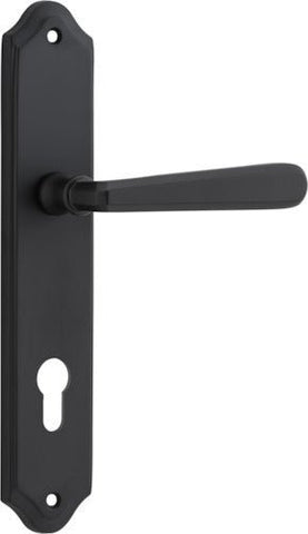 Iver Copenhagen Door Lever Handle on Shouldered Backplate | Entrance Lever Set Only | 7 Finishes - Matt Black