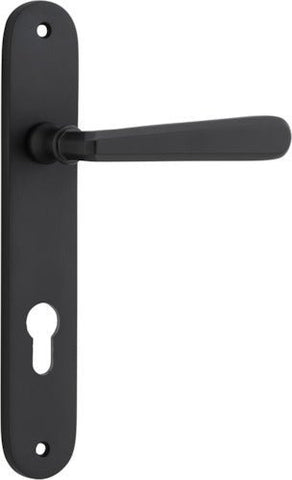 Iver Copenhagen Solid Brass Door Lever on Oval Backplate | Entrance Lever Set Only | 7 Finishes - Matt Black