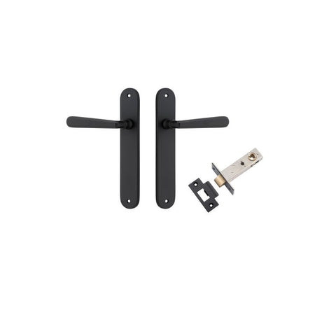 Iver Copenhagen Solid Brass Door Lever on Oval Backplate | Passage Kit | 7 Finishes - Matt Black